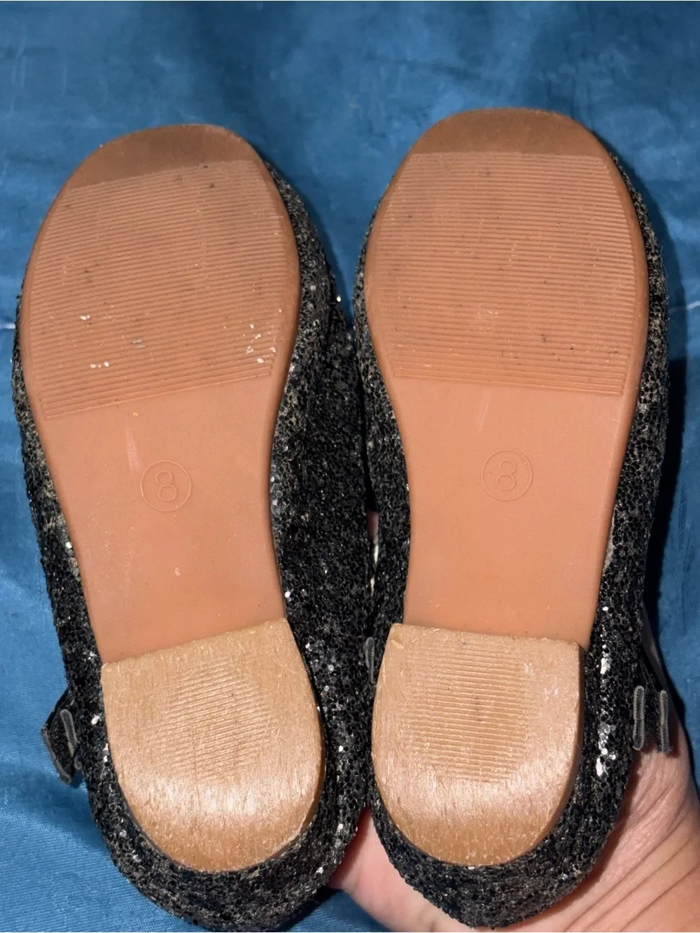 Size 8 Girls Black Glitter Mary Jane Shoes with Bow